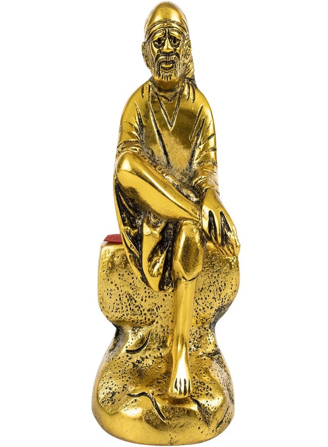 Spillbox تمثال ساي بابا من النحاس الأصفر، مطلي بالذهب المؤكسد، قطعة فنية رائعة للمنزل والمكتب، هدية دينية للعبادة، ديكور غرفة المعيشة، ديكور منزلي - Image 4